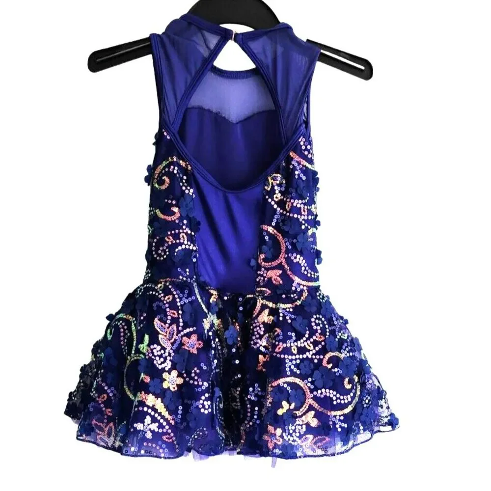 Revolution Dance Costume Competition Blue Floral‎ Dress Size MC